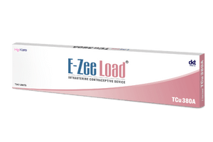 Pack of E-Zee Load TCu 380A intrauterine contraceptive device (IUD) by DKT India, two units.