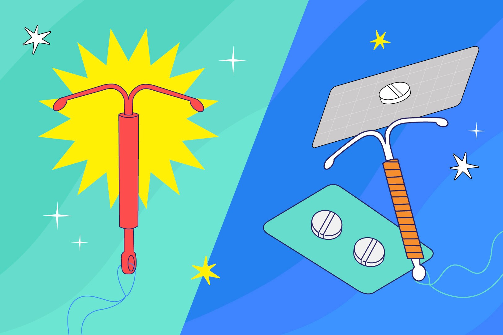 A comparison chart of emergency contraceptive methods: hormonal IUD, morning-after pill, ulipristal acetate, and copper IUD, showing the effectiveness and benefits of the hormonal IUD.